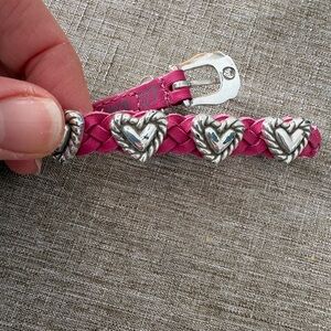 Brighton Pink Braided Bracelet with Silver Heart Accents